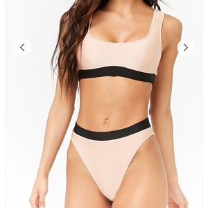 Forever 21 high waist high leg bikini nude pink
